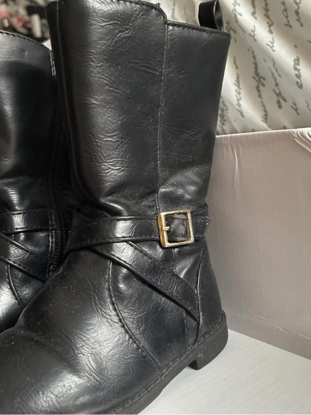 The Children's Place Black Kids Zip-Up Mid-Calf Boots toddler size 6